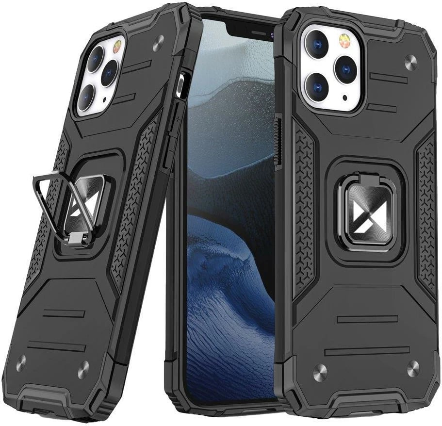 Mbështjellës Wozinsky Ring Armor me këmbë dhe ring holder për iPhone 13 Pro, e zezë