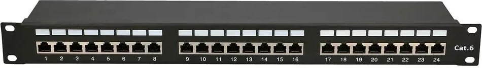 Patchpanel Extralink CAT6 STP V2, 24 Porta, 1U, E zezë