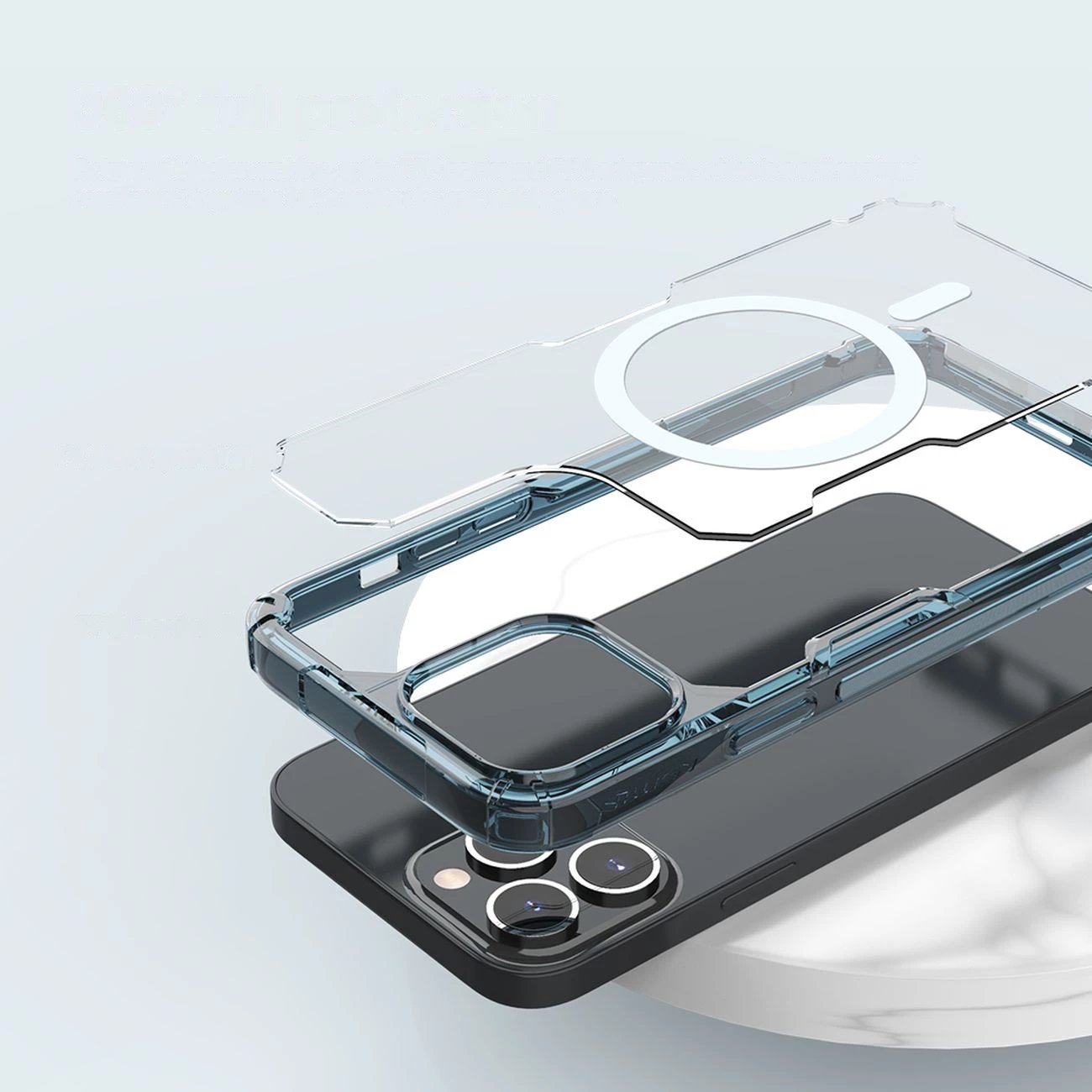 Mbështjellës Nillkin Nature Pro për iPhone 14 Pro Max, MagSafe, Blu/Transparent