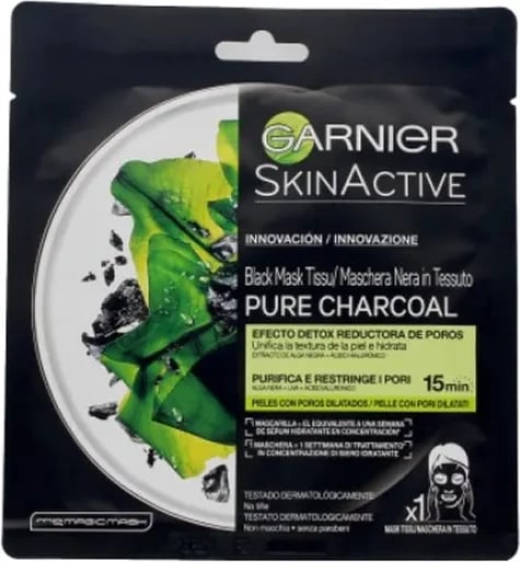 Maskë fytyre Garnier SkinActive Black Mask Tissu Pure Charcoal 1 copë