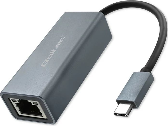 Adapter USB-C në RJ45 Qoltec 50352, 1000Mbps, kasë alumini, Gri