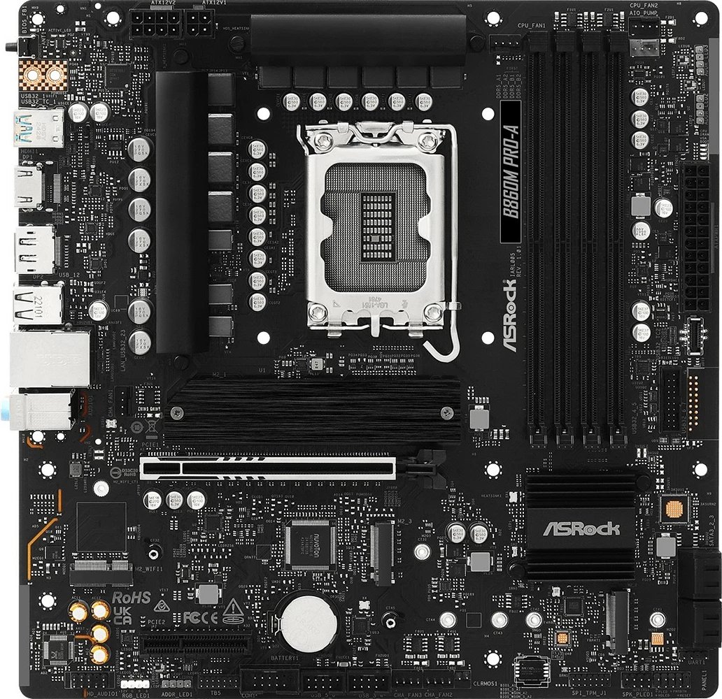 Pllakë amë ASRock B860M Pro-A, micro ATX, Intel, 4 slote RAM, e zezë