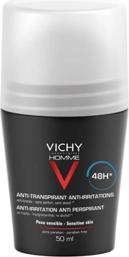 Deodorant roll-on për meshkuj Vichy Men Sensitive Skin Anti-Perspirant 48h, 50ml