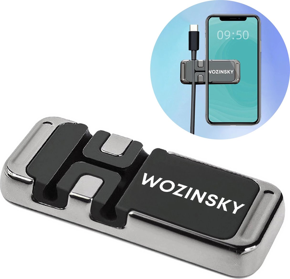 Mbajtës magnetik për telefon Wozinsky WMCDO-B1 me organizues kabllosh, i zi