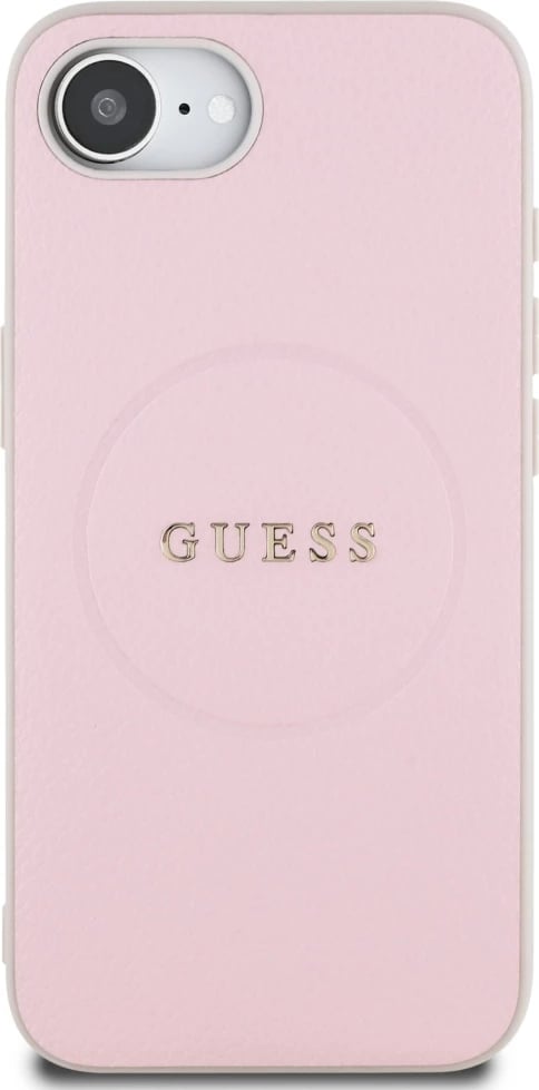 Mbështjellës Guess Grained Ring MagSafe për iPhone 16e, Rozë