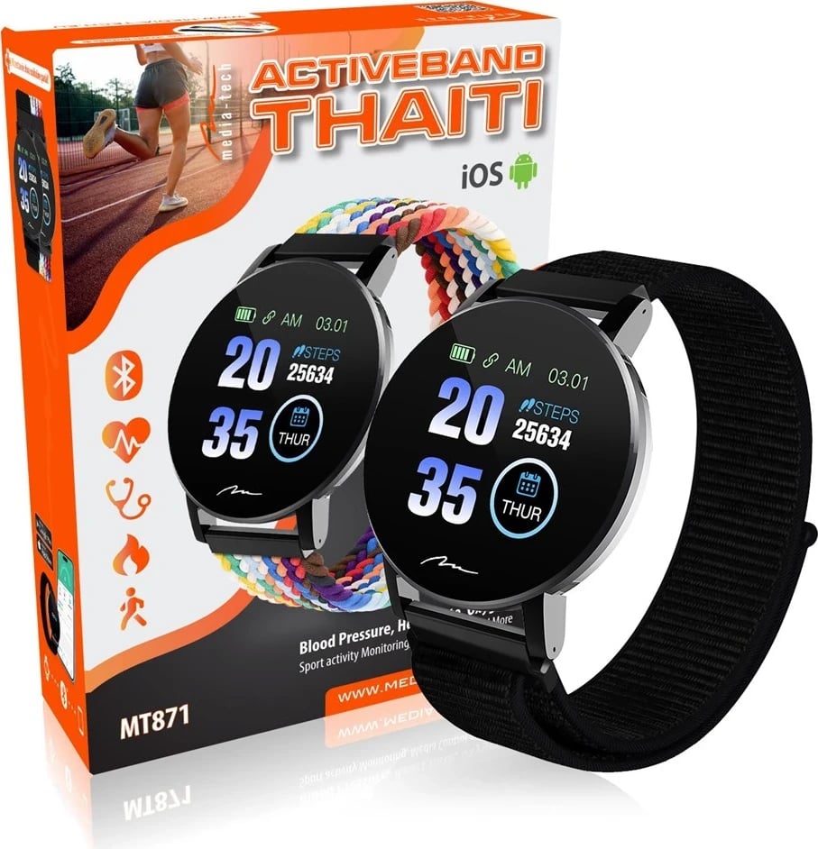 Smartwatch Media-Tech Smartband ACTIVEBAND THAITI MT871, ngjyrë e zezë Smartwatch Media-Tech Smartband ACTIVEBAND THAITI MT871, ngjyrë e zezë