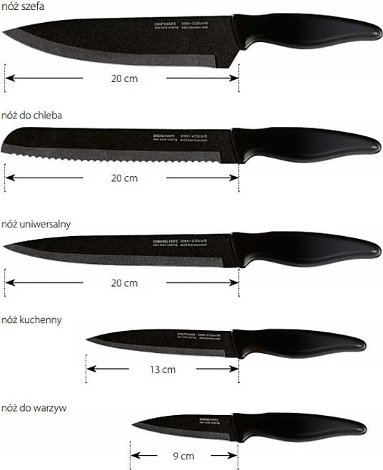 Set i thikave Smile SNS-6, 6 copë, ngjyrë e zezë