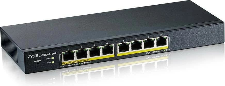 Switch Zyxel GS1900-8HP, 8 porta Gigabit PoE, Desktop, i zi