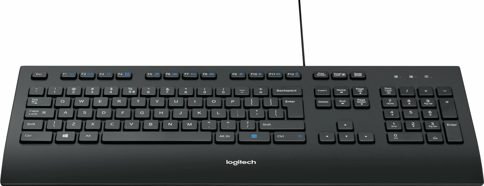 Tastierë Logitech K280e për Biznes, Full-size (100%), Wired, USB, QWERTY, E zezë