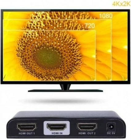 Splitter HDMI Techly 2.0, 1 në 2, Ultra HD 4K, i zi