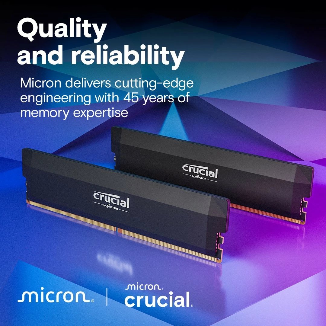 RAM Memorje Crucial DDR5 Pro OC, 32GB, 6400MHz, CL40, E zezë