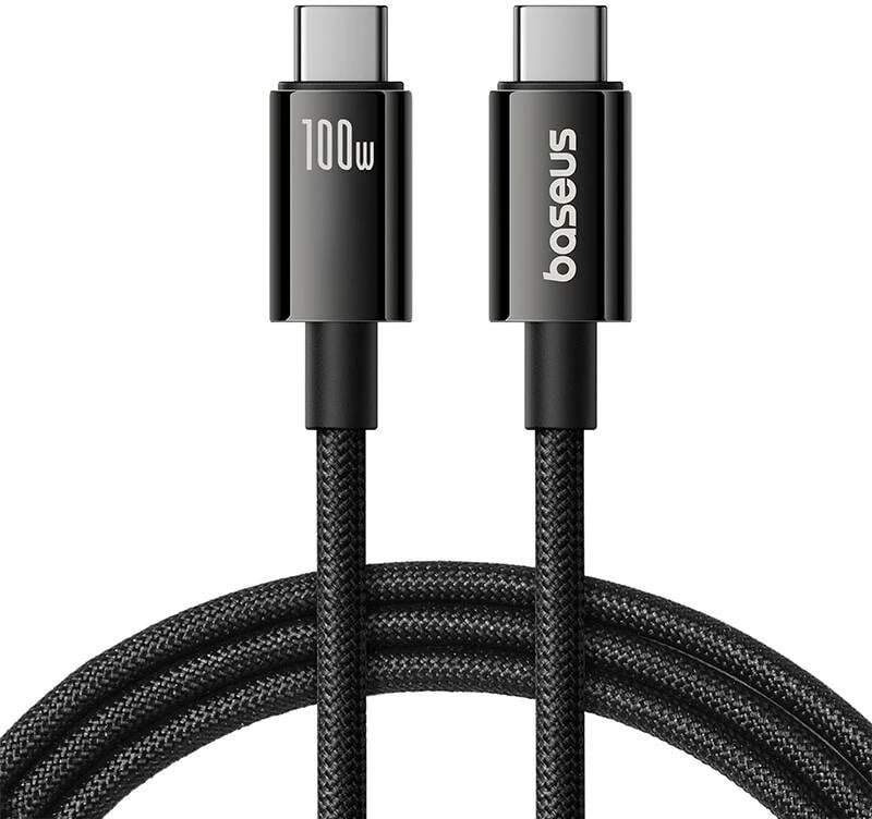Kabllo USB-C në USB-C Baseus Tungsten Gold, 1.5m, 100W, e zezë