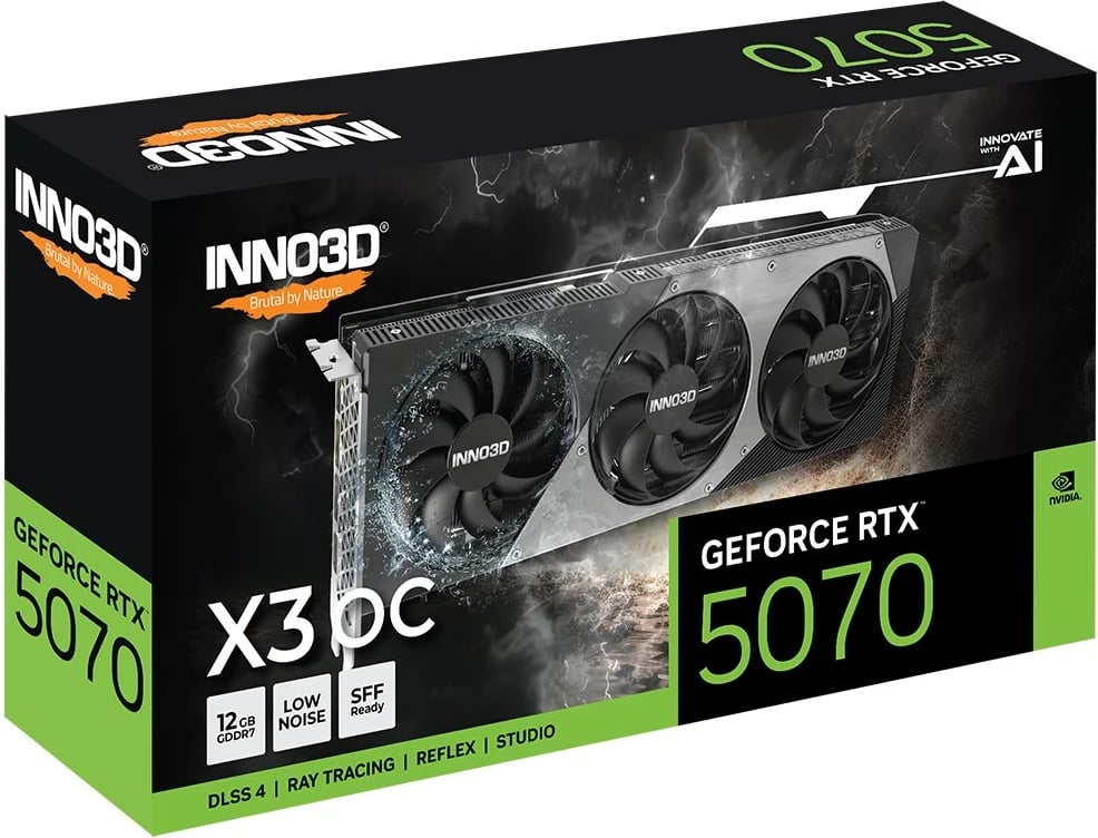 Kartelë grafike INNO3D GeForce RTX 5070 X3 OC, 12 GB GDDR7, Gri