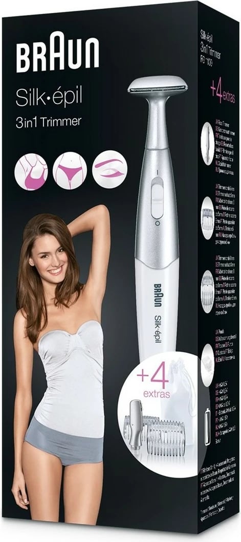 Trimmer preciz Braun Silk-pil 3w1 FG 1100, argjendtë/bardhë