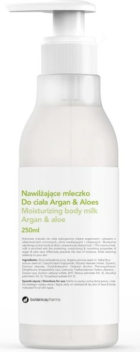 Qumësht trupi për femra Botanicapharma Argan dhe Aloe, 250ml