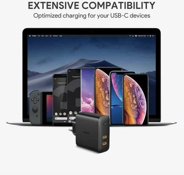 Karikues muri AUKEY PA-D5, 2x USB-C Power Delivery 3.0, 63W, i zi