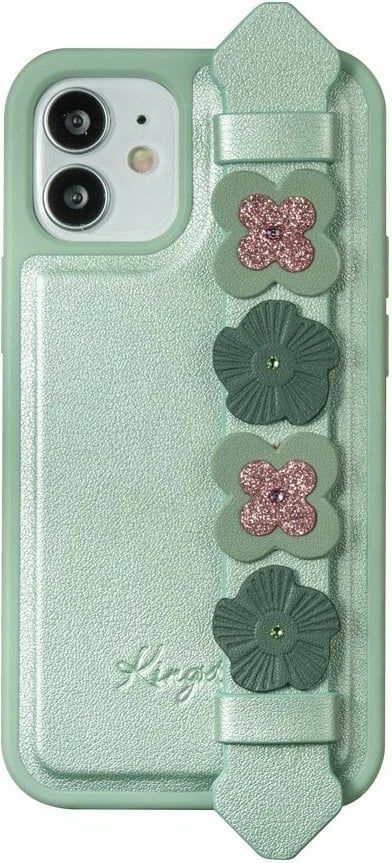 Mbështjellës Kingxbar Sweet Series për iPhone 12 / iPhone 12 Pro, Swarovski, me rrip, Jeshil