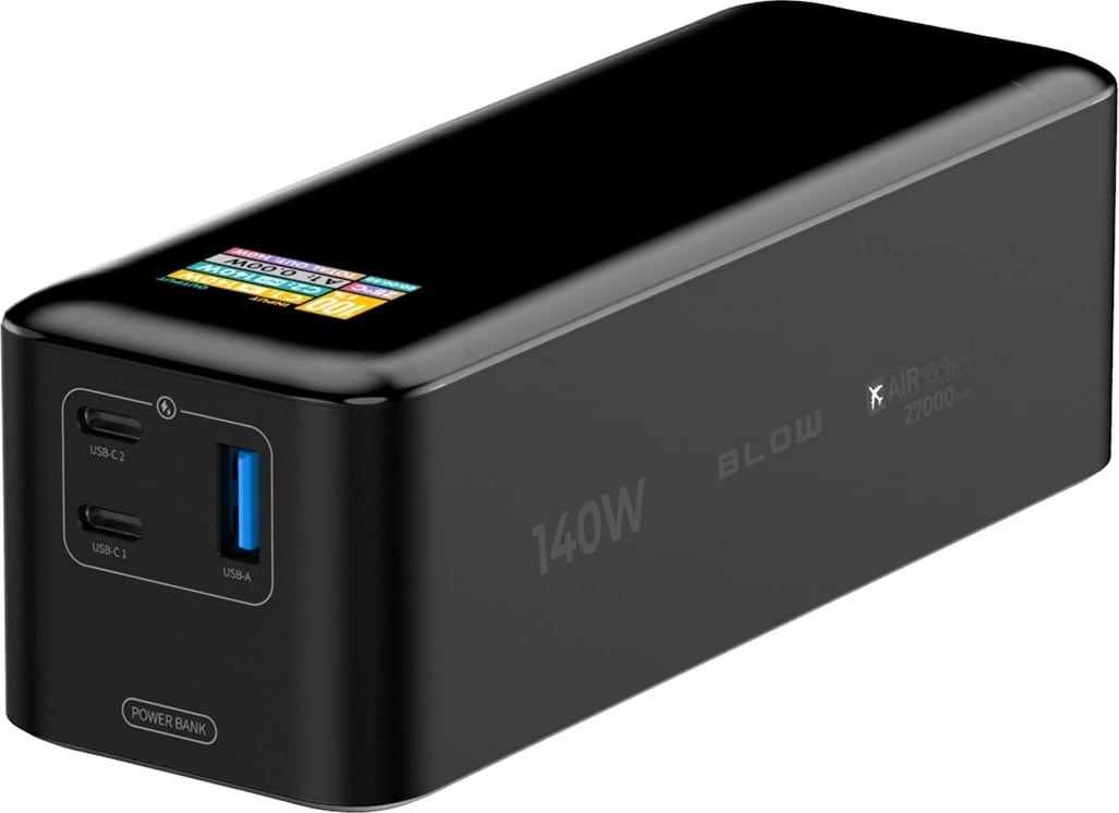 Power bank BLOW AIR99.9, 27000mAh, 140W, LCD, i zi