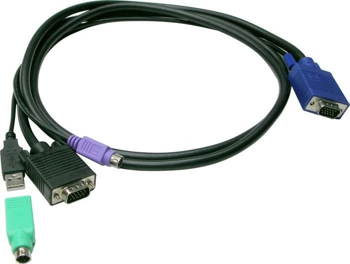 Kabllo KVM LevelOne 5.0m për KVM-3208/KVM-3216, PS/2, USB, VGA, e zezë