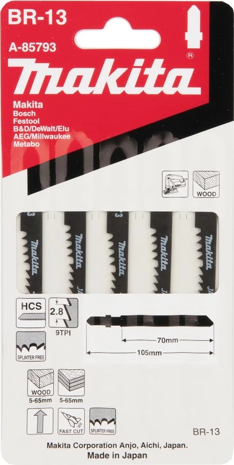 Teh sharre Makita A-85793, HCS, 6.4cm, 5 copë, zi