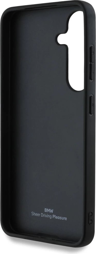 Mbështjellës BMW Leather Big Wordmark për Samsung Galaxy S25, i zi