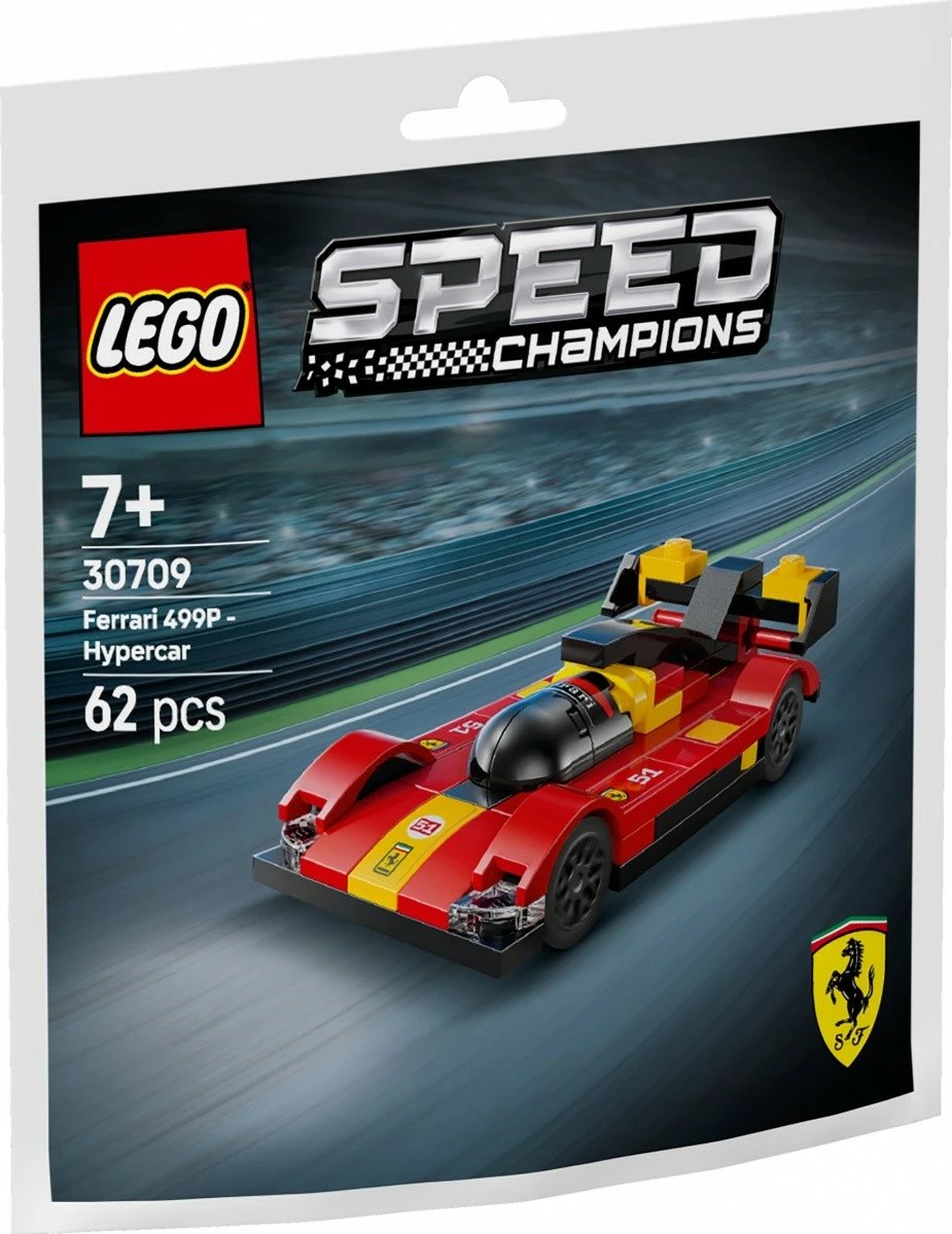 Set LEGO Speed Champions Ferrari 499P, 62 pjesë, i kuq, i vogël