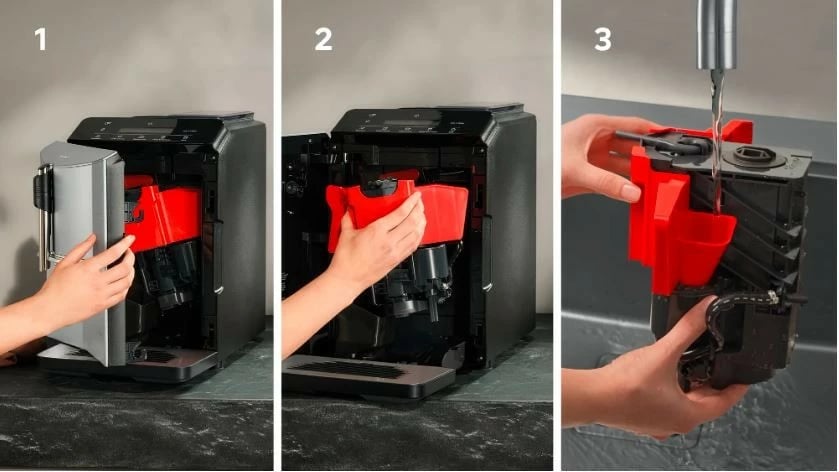 Makine ekspresi Siemens TF303E01 EQ300, automatike, 1.4L, me mulli, e zezë/argjendtë