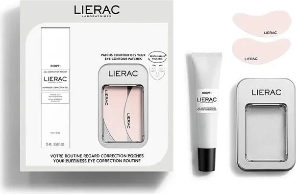 Set për kujdesin e syve LIERAC Diopti Routine Gel Corrector për çanta, 15ml, 2 copë, unisex