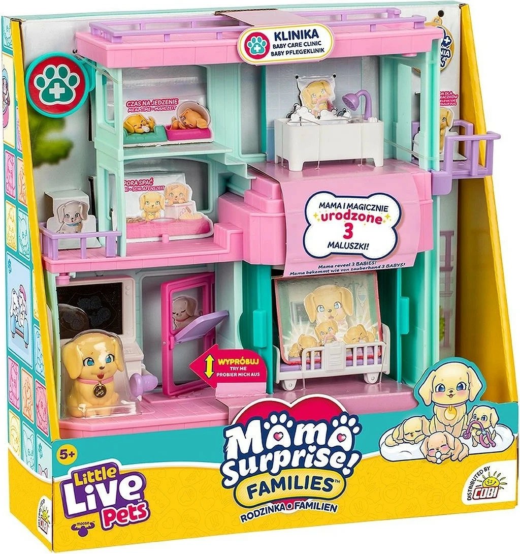Set lodrash Little Live Pets Families Mama Surprise Family - Clinic, me qenushë dhe klinikë, për fëmijë