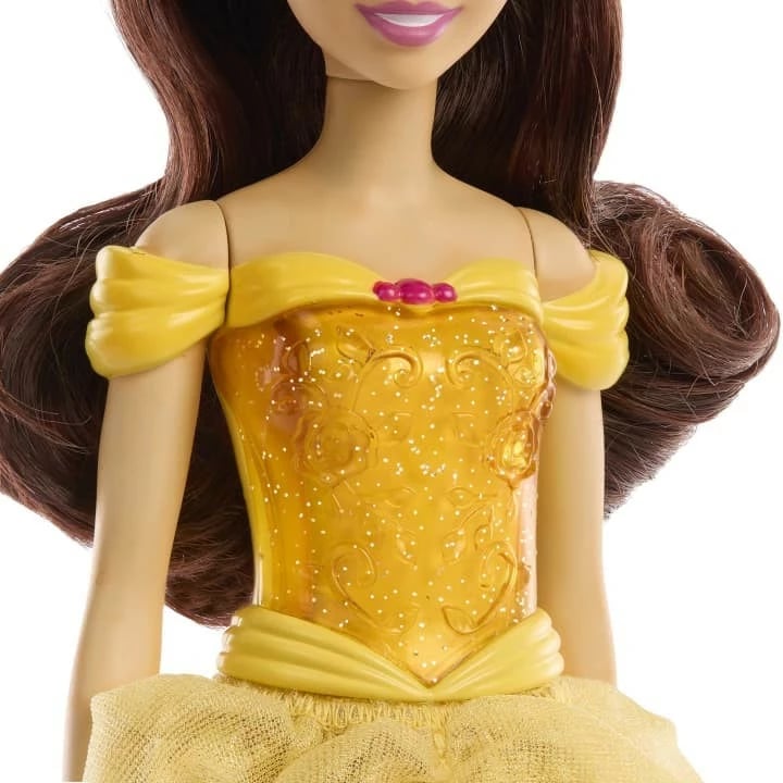 Kukull Disney Princess Belle Mattel HLW11, fustan i verdhë, me aksesorë