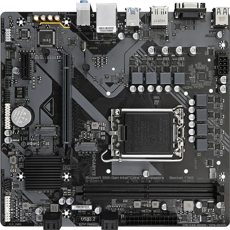 Pllakë amë Gigabyte B760M E, Socket 1700, DDR5, ATX, e zezë