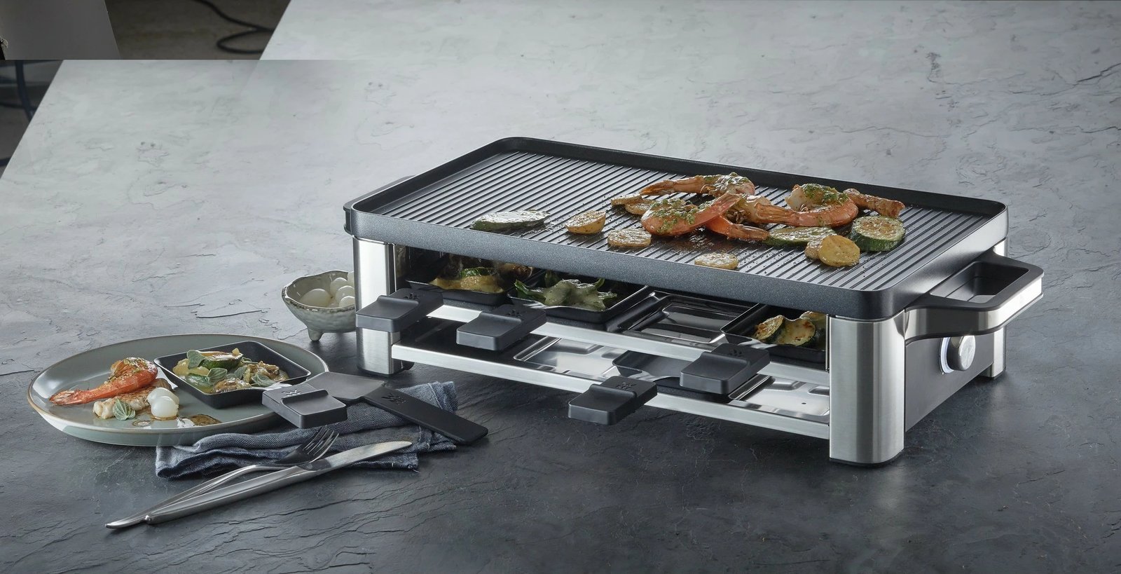 Grill WMF Lono 0415040011, 8 persona, 1500 W, e zezë, krom