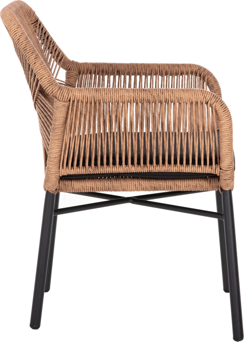 Karrige TOPIN FH6048.02 alumini, ngjyrë e zezë, ratan sintetik, ngjyrë bezhë, jastëk i zi, 57x65x84H cm