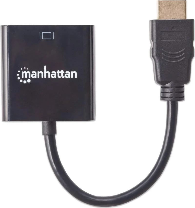 Kabëll konvertues HDMI në VGA Manhattan, 1080p, 30cm, i zi