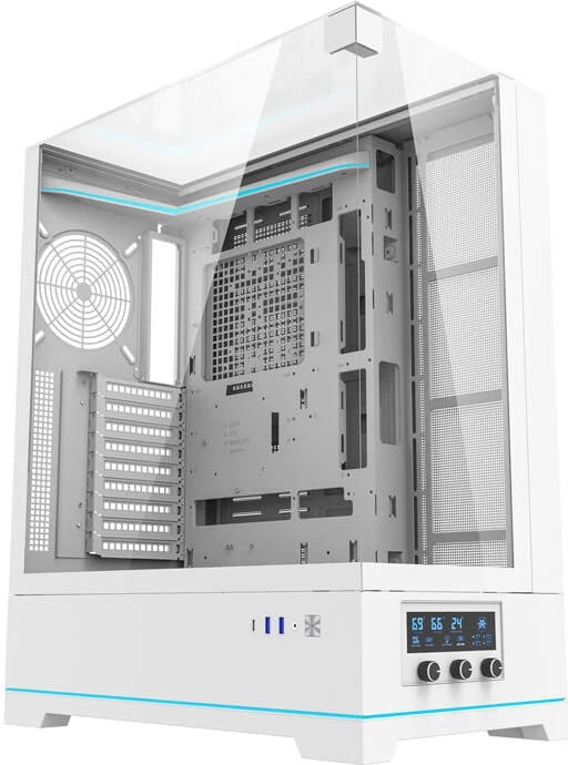 Kasë Darkflash DY450L, Big Tower, pa ventilatorë, e bardhë
