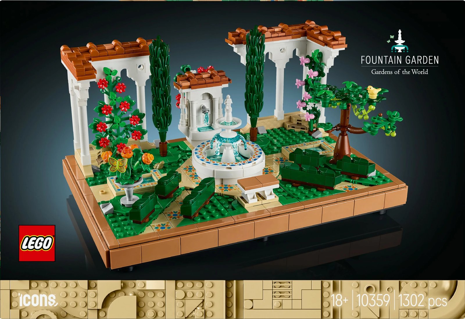 Set ndërtimi LEGO Icons 10359 Springbrunnengarten, 1302 pjesë, multikolor