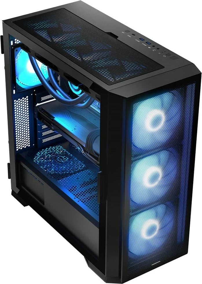 Kasë MODECOM HORIZON ARGB Flow MIDI USB 3.0 X 2 CYPE-C, e zezë