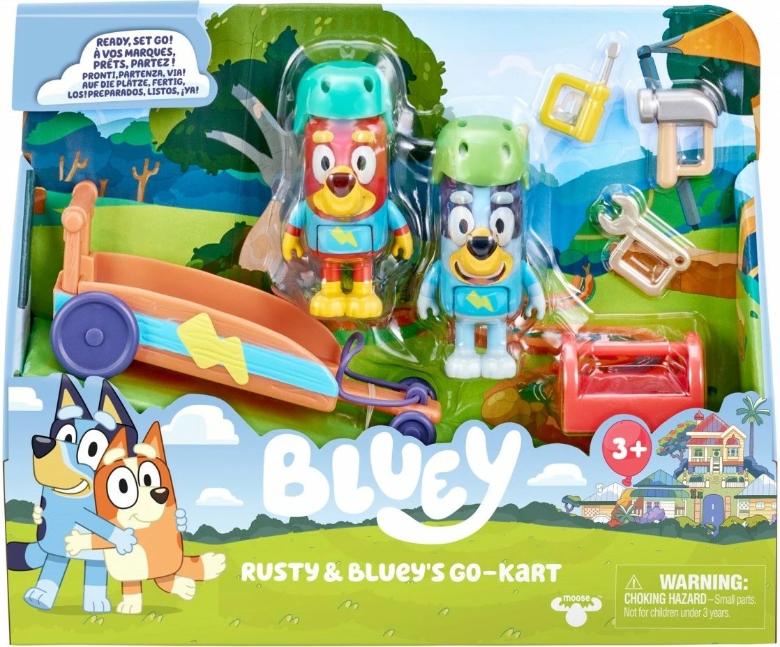 Set figurina Bluey Tm Toys BLU17357 me gokart, për fëmijë, shumëngjyrëshe