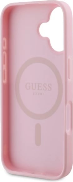 Mbështjellës Guess Peony Script MagSafe për iPhone 16, Rozë