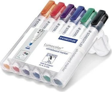 Set markerash whiteboard STAEDTLER Lumocolor 6 copë, ngjyra të përziera