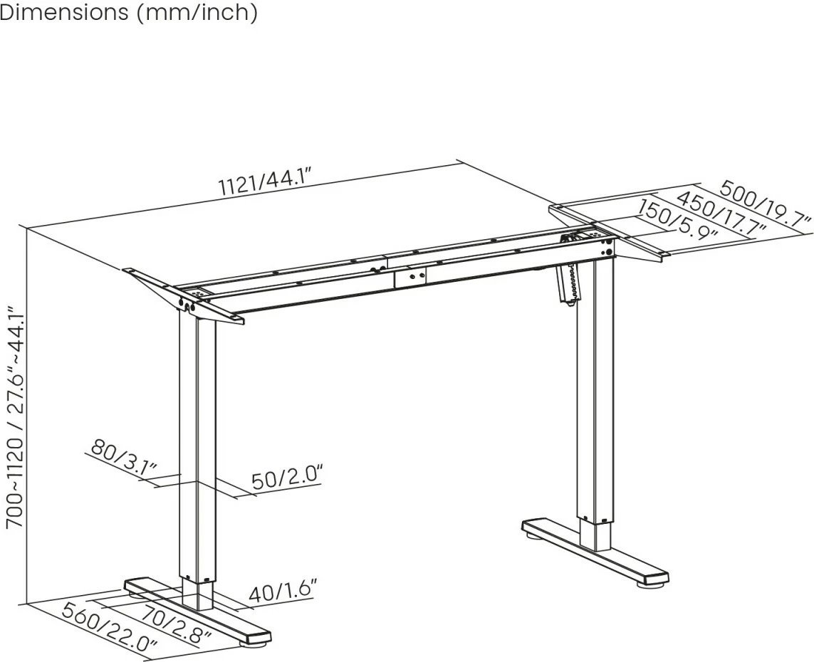 Tavolinë elektrike Ergo Office ER-400W, e bardhë