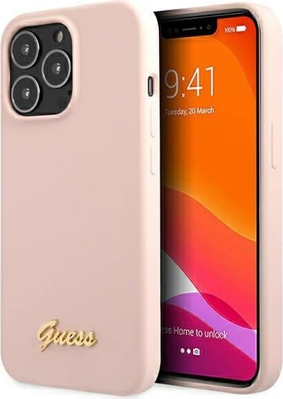 Mbështjellës Guess GUHMP13LLSLMGLP për iPhone 13/13 Pro 6.1", silikon, MagSafe, rozë e çelur