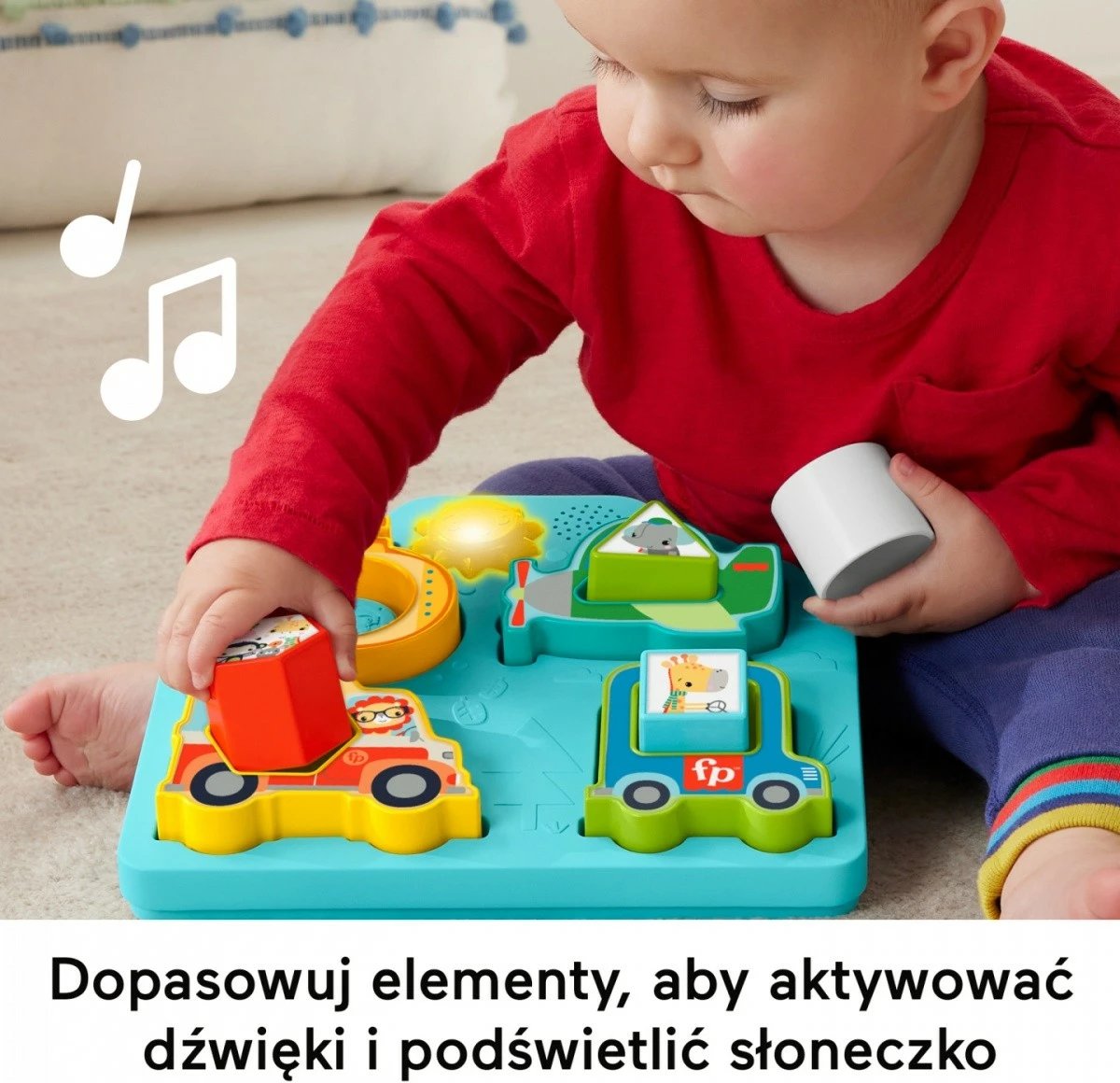 Puzzle set Fisher Price HRP31 Vehicles and Shapes, me drita dhe tinguj, multicolor