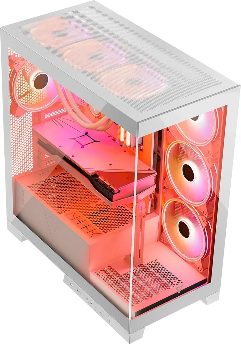Kasë MODECOM Volcano Space ARGB, Midi Tower, xham i temperuar, e bardhë