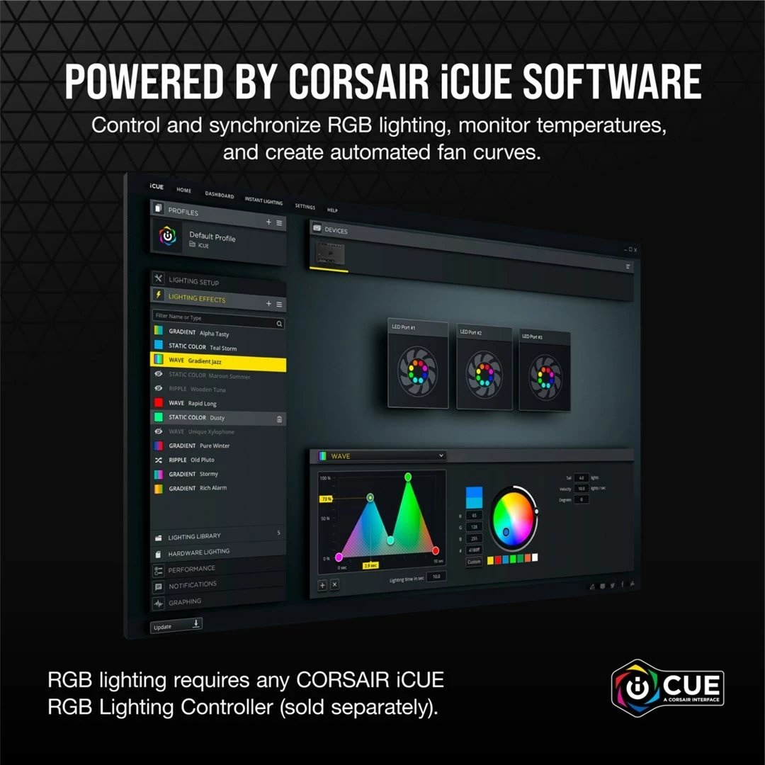 Ventilator për kasë Corsair SP140 RGB ELITE, 14 cm, i zi
