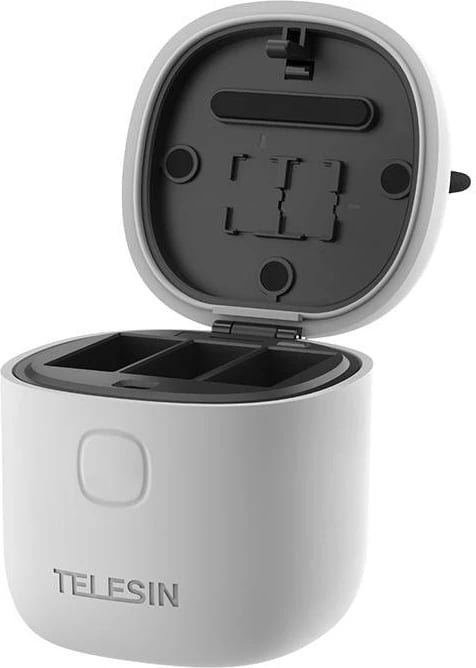 Karikues i papërshkueshëm nga uji 3-slote Telesin Allin box për GoPro Hero 9/Hero 10 me 2 bateri, Gri