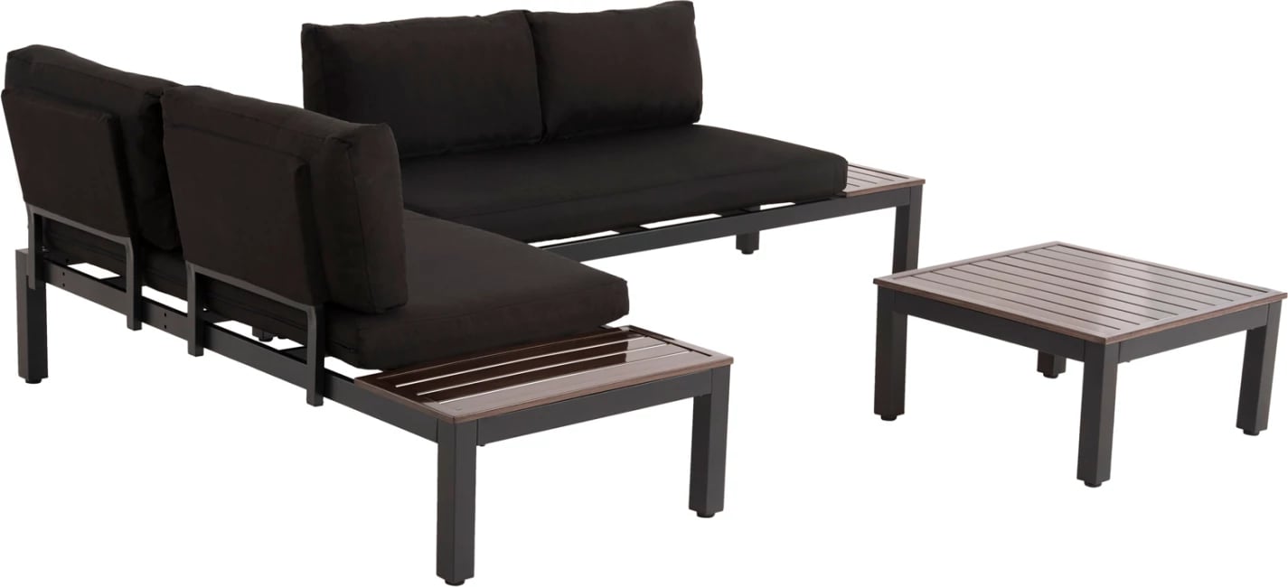 Set salloni për jashtë DEX 3 pjesë, alumini, FH6090, ngjyrë antracit & jastëkë kafe-zi
