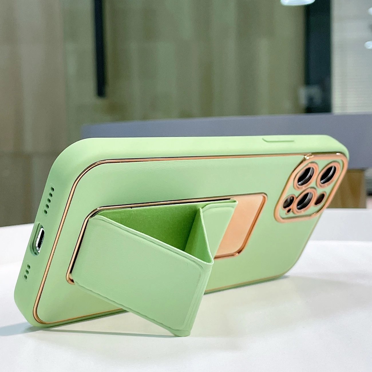 Mbështjellës Hurtel New Kickstand Case për iPhone 12 Pro, me qëndrim, e gjelbër