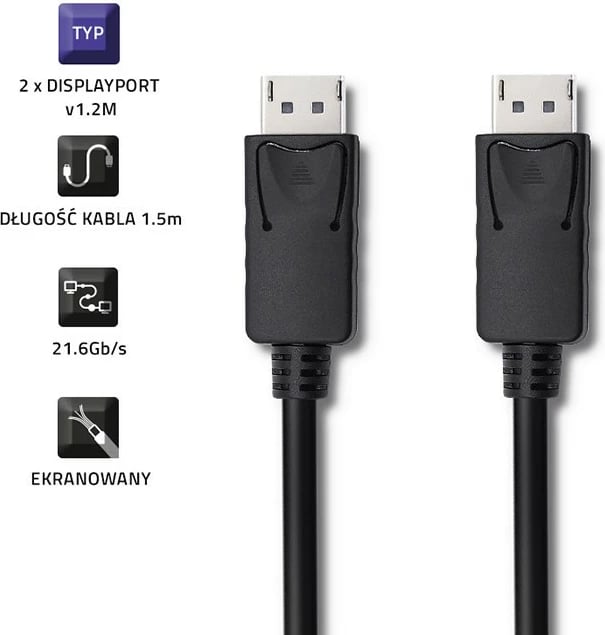 Kabllo DisplayPort Qoltec 50372, 1.5m, v1.2, e zezë