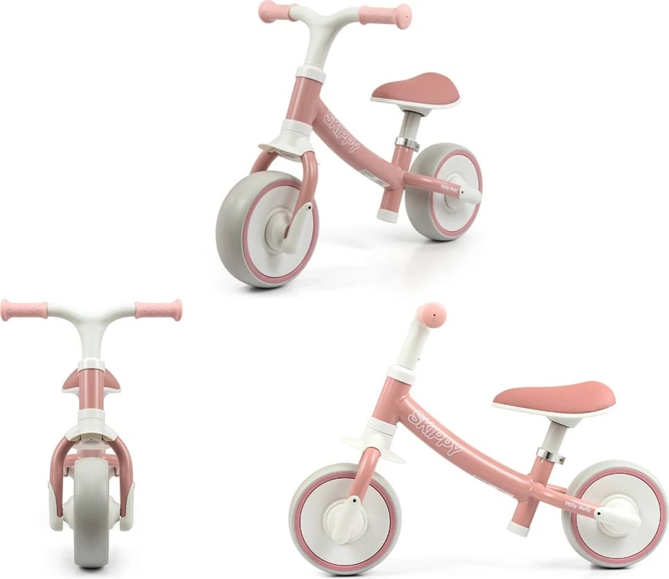 biçikletë balancuese, Milly Mally, Skippy, rrota EVA pa shpim, sedilje e rregullueshme, 18+ muaj, rozë